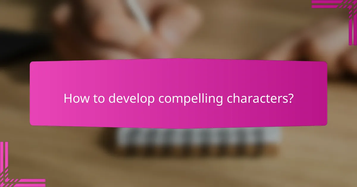 How to develop compelling characters?