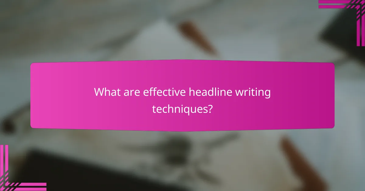What are effective headline writing techniques?